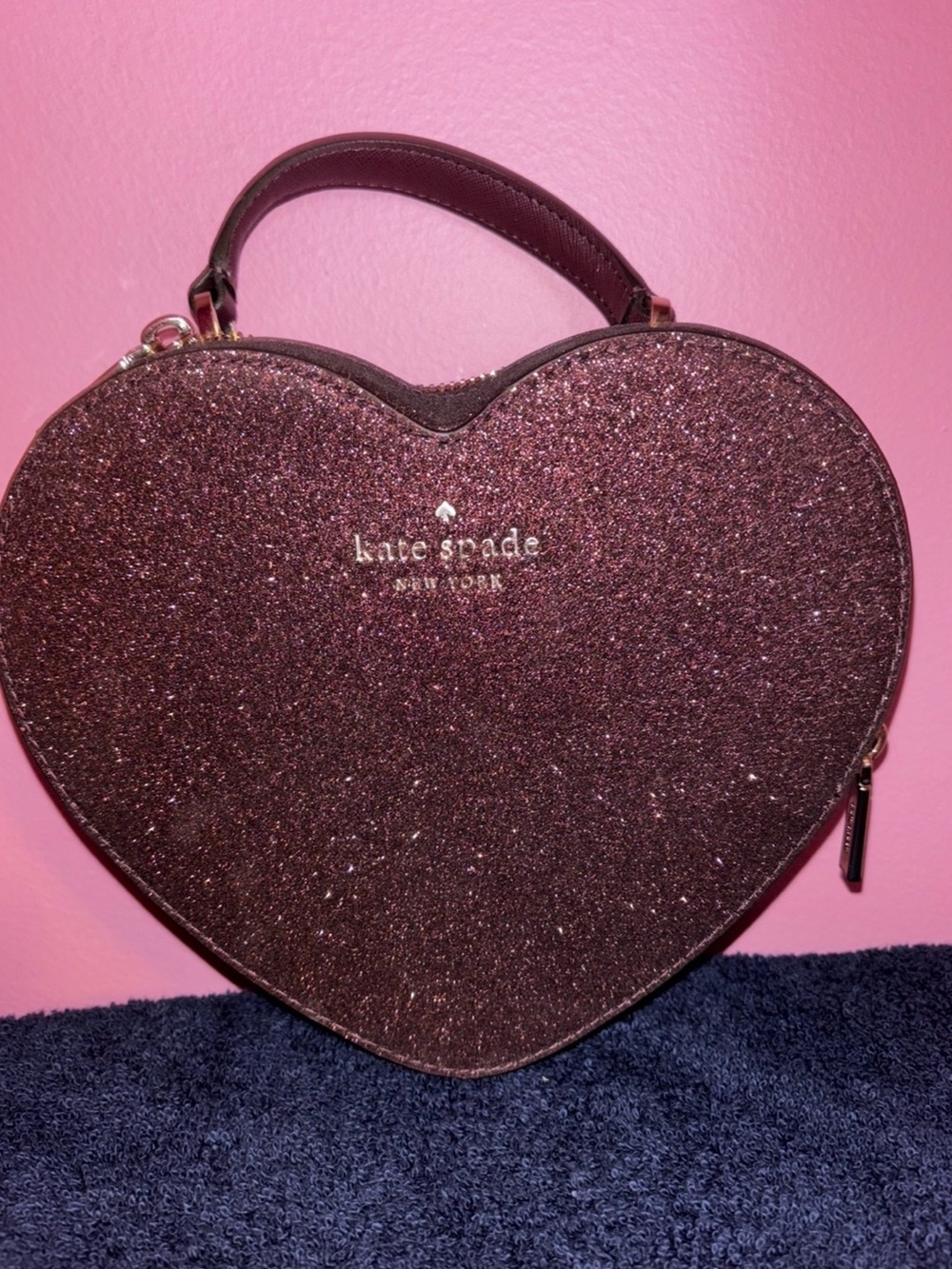 kate spade glitter heart mini bag in plum